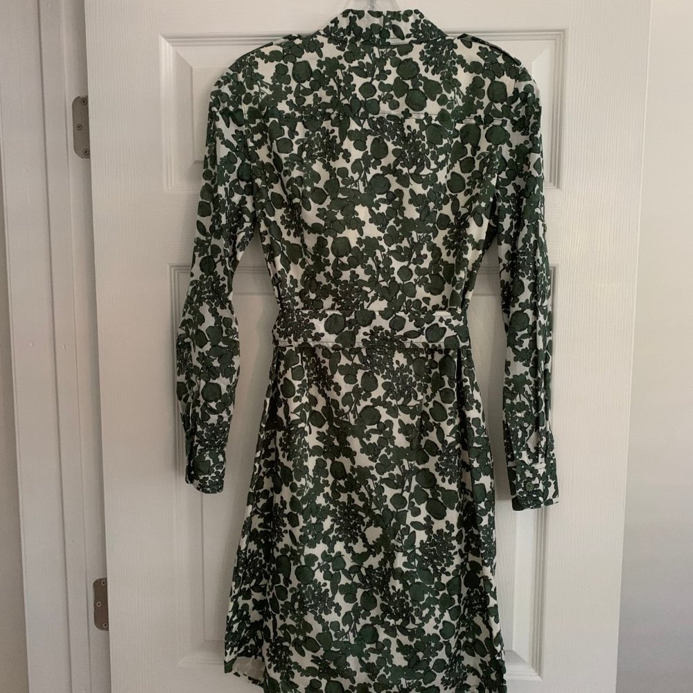 Tory Burch Brigitte Shirt Dress Vine Print Cotton Lined Belted - Picture 3 of 9